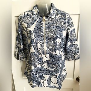 Woman's NEW w Tags XS Tommy Hilfiger Cotton Blue Paisley Shirt